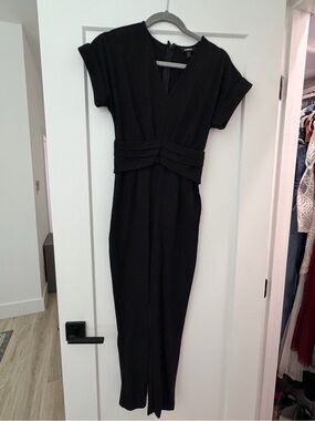 Express Black Work Jumpsuit with Waist Banding